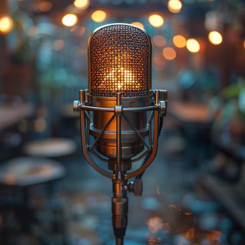 Microphone with room out of focus in background