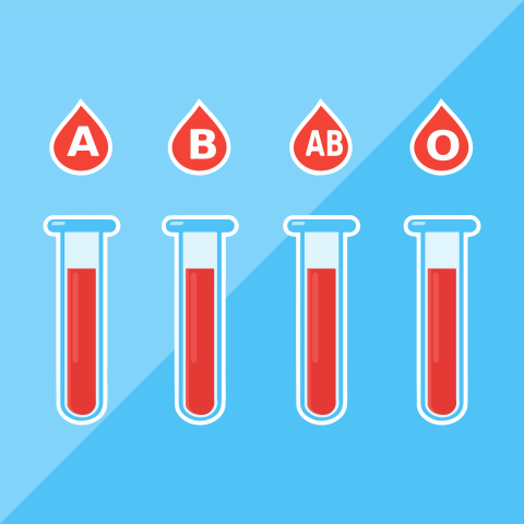 Graphic of vials of different blood types