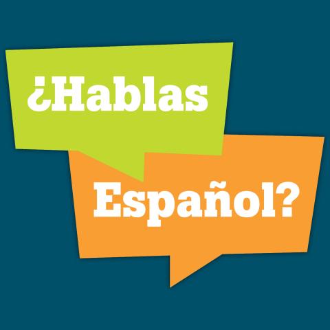 ?Hablas Español? in speech bubbles