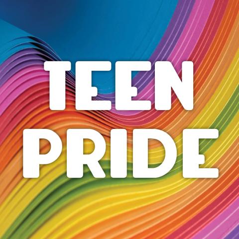 Teen pride lettering on colorful backgroun