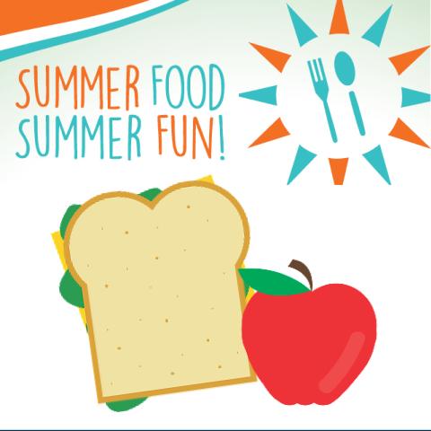 Titling with graphic of a sandwich and apple