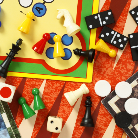Classic board game pieces.