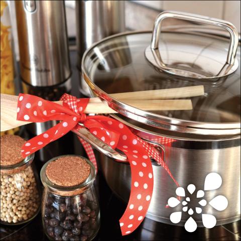 Stainless steel pot and lid.