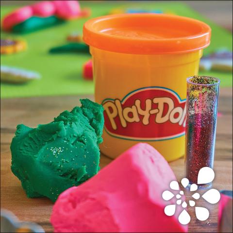 Green and pink Playdoh.