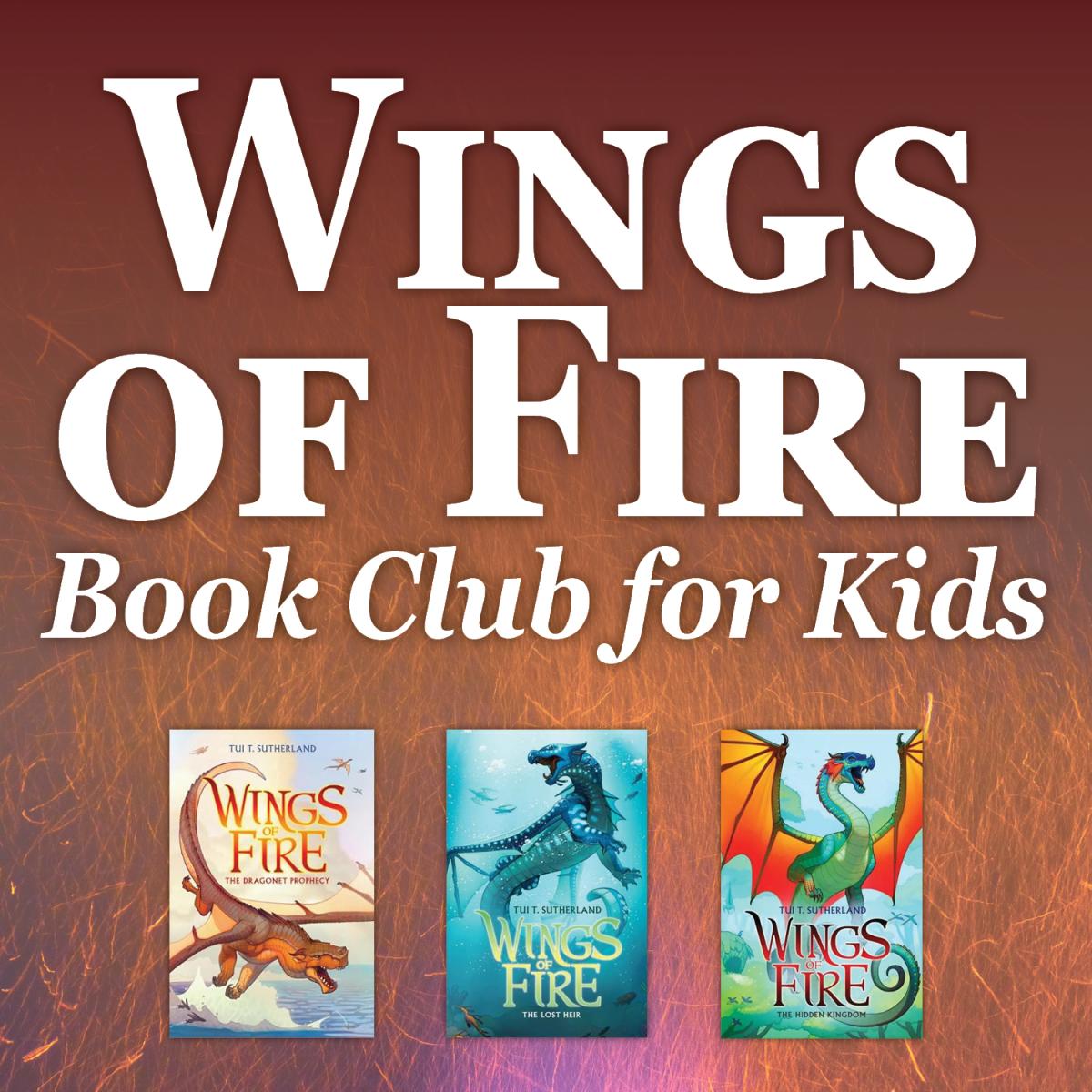 Titling on a fiery background with three book covers